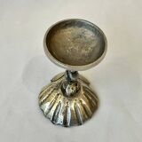 Salière sur pied avec dauphin et coquillage en bronze argenté fin XIXe 1900