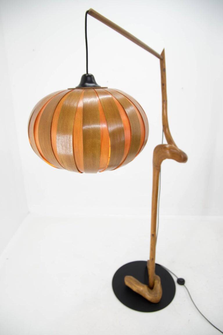 1960s Mid-Century Modern Sculptural Wooden and Veneer Floor Lamp