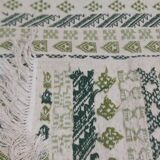 Handmade white and green carpet 79x145cm