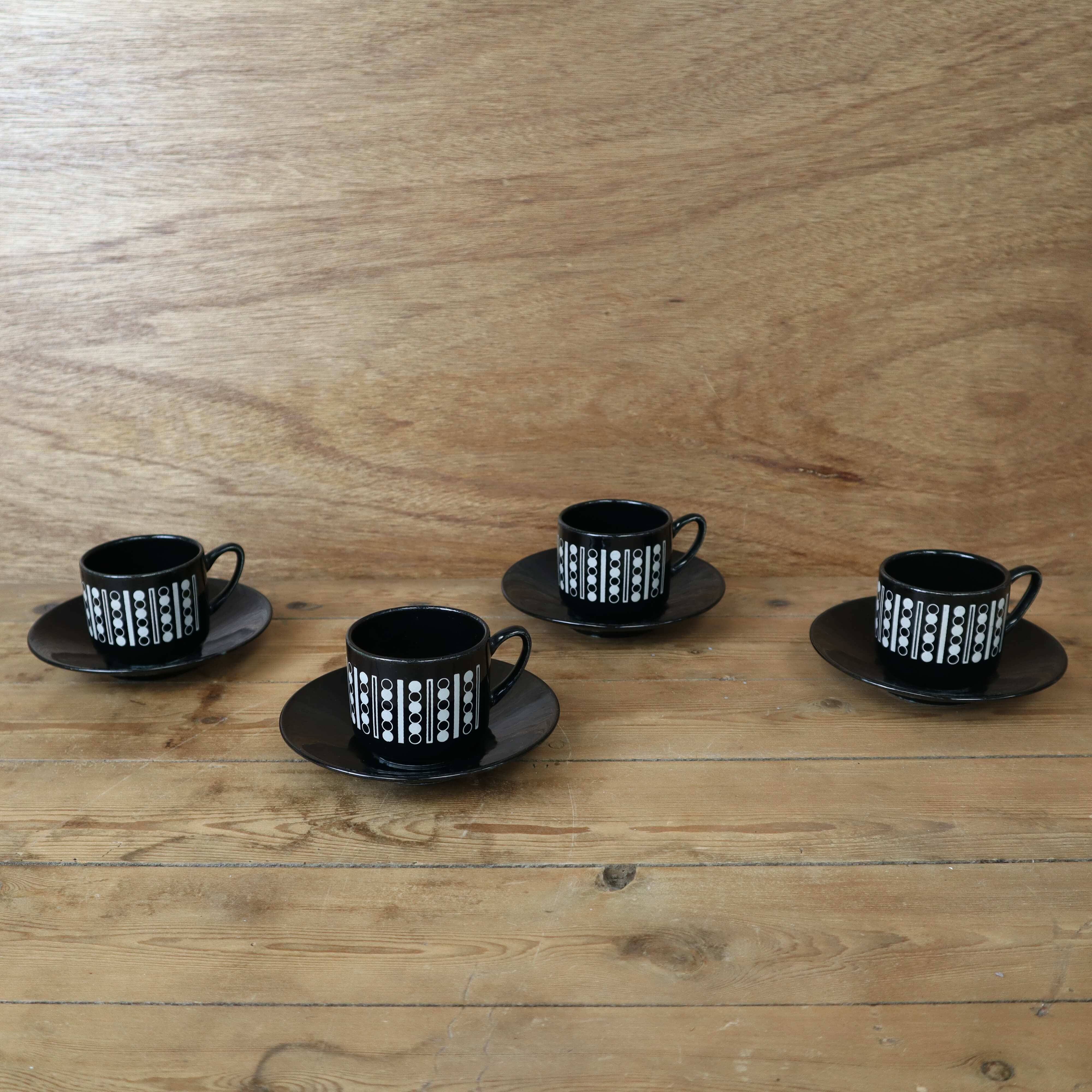 Vintage Black Ditmar Urbach Coffee Set Czechoslovakia