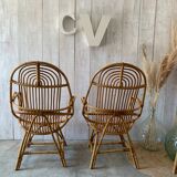 Pair of rattan armchairs