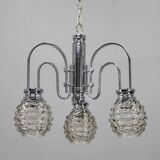 Lustre en chrome et verre des années 1970, Italie