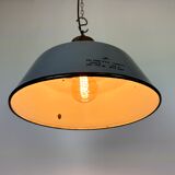 Industrial Grey Enamel and Cast Iron Pendant Light, 1960s