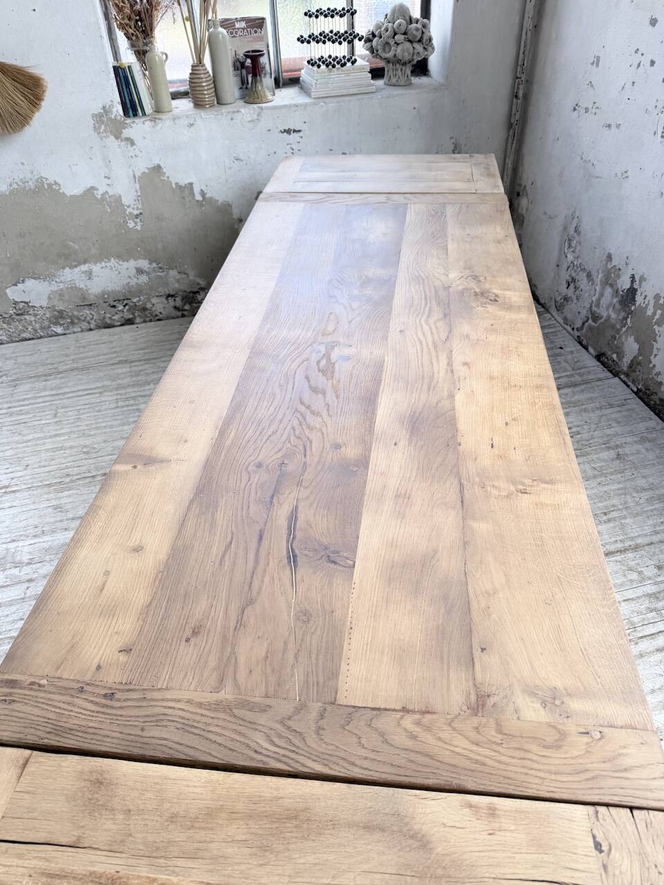 Solid oak farmhouse table with extensions (190-280cm) 1950
