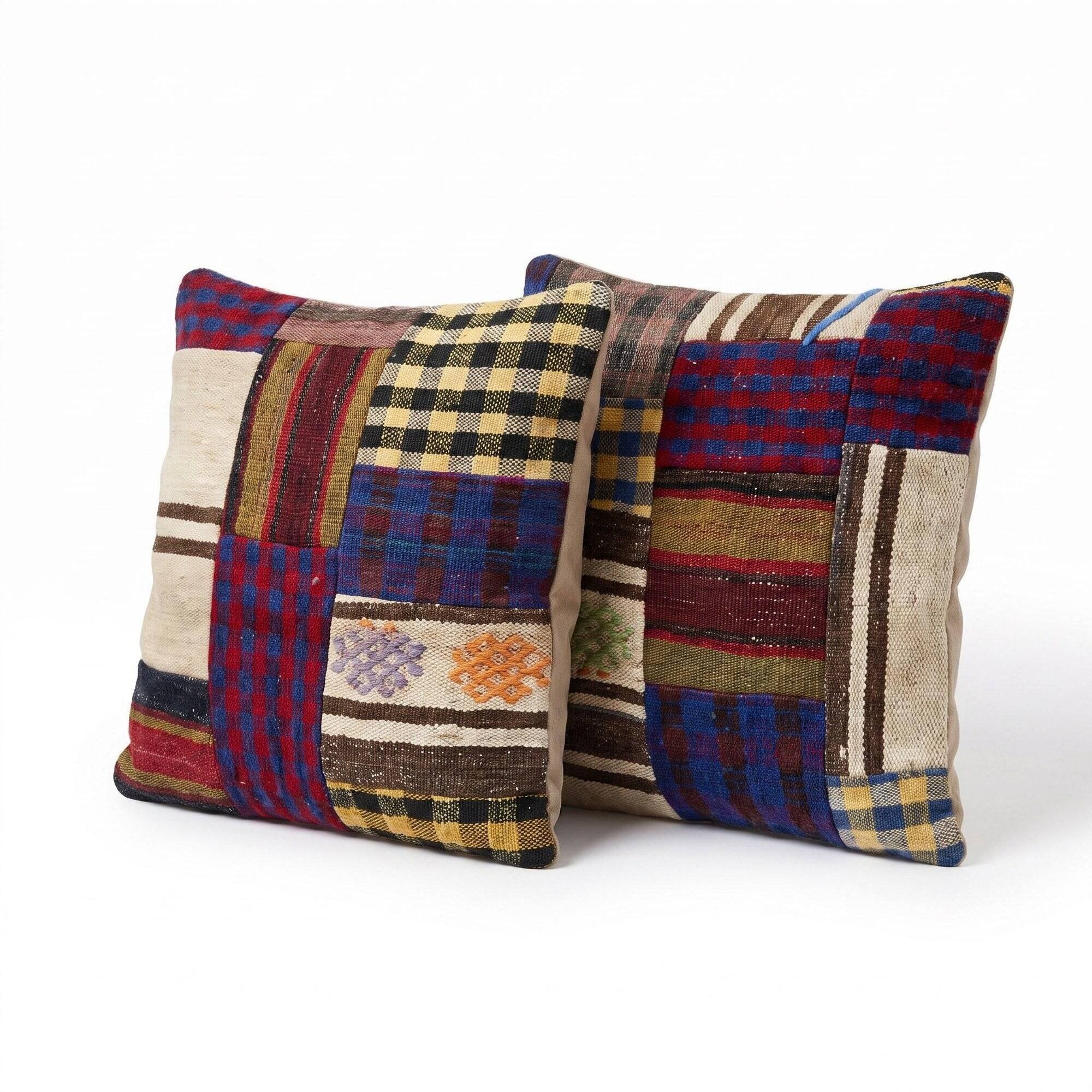 Set of 2 vintage kilim cushion covers 48x48 cm
