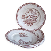 Seven iron earth dessert plates with birds ffPexonne late 19th century