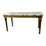 Gilded wood coffee table and marble top Louis XVI style