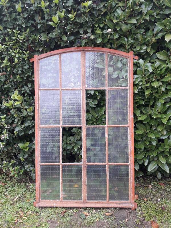 Window L107xH174 industrial curved metal glass roof frame reinforced glass