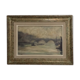 Oil painting Bridge on the river