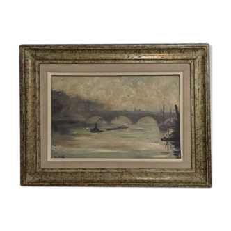 Peinture à l'huile Pont sur le fleuve