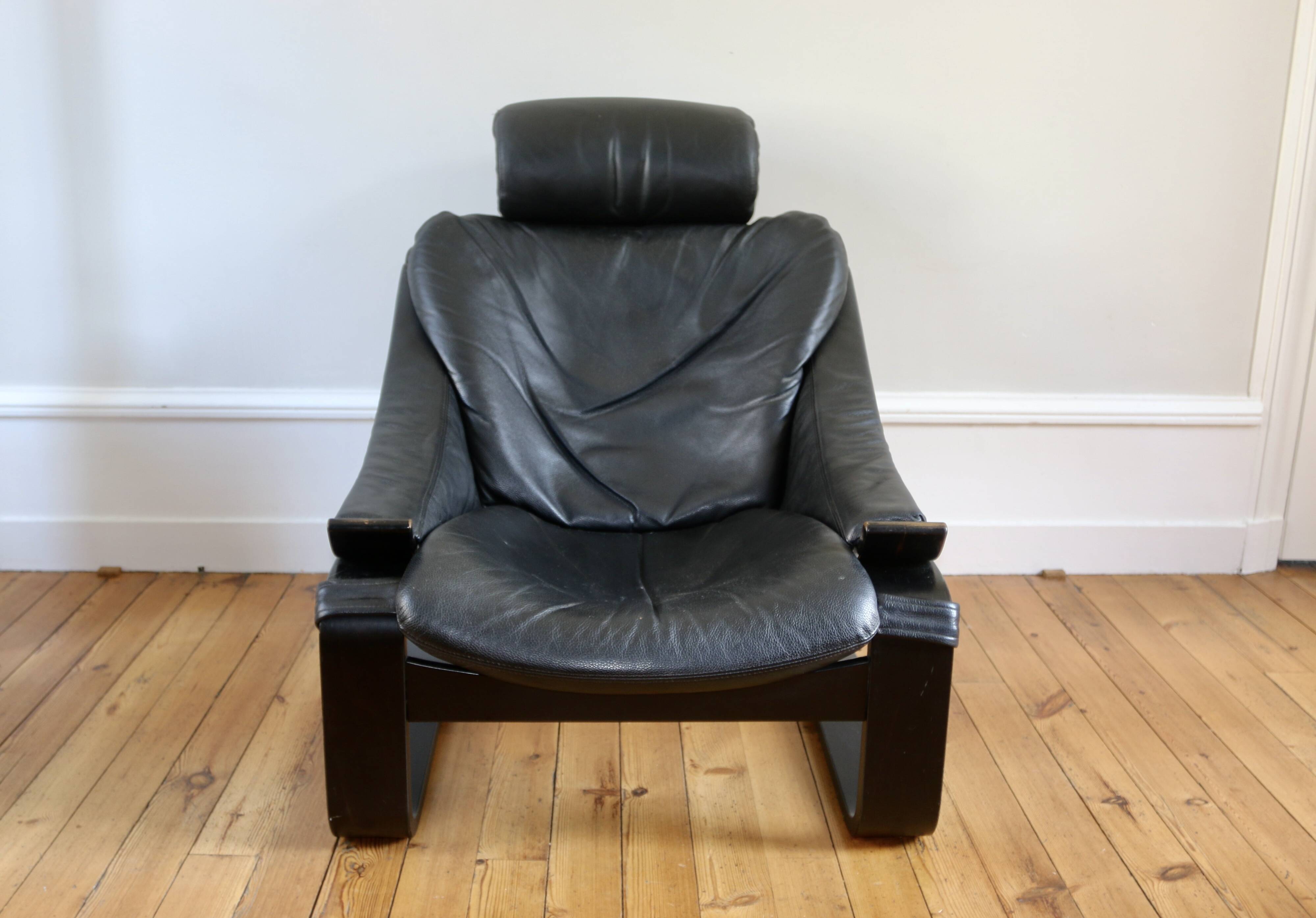 Fauteuil et ottoman Roche Bobois vintage lounge Kroken, Ake Frybiter
