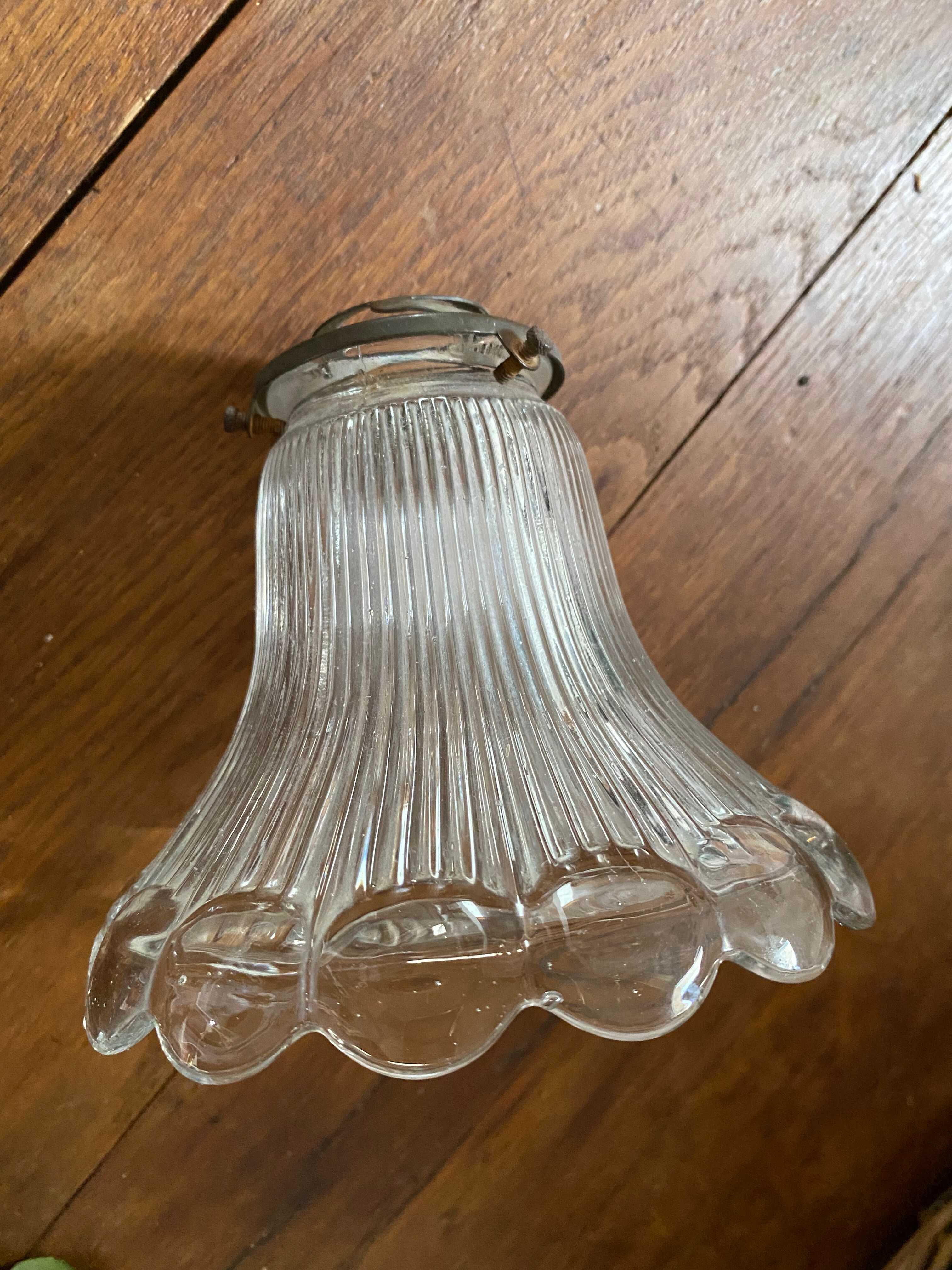 Vintage holophane glass tulip.