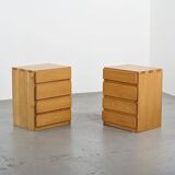 Paire de commodes en pin massif par Maison Regain, années 70
