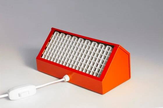 Orange Elidus bedside lamp in metal, designed by Hans-Agne Jakobsson in the 1970s.