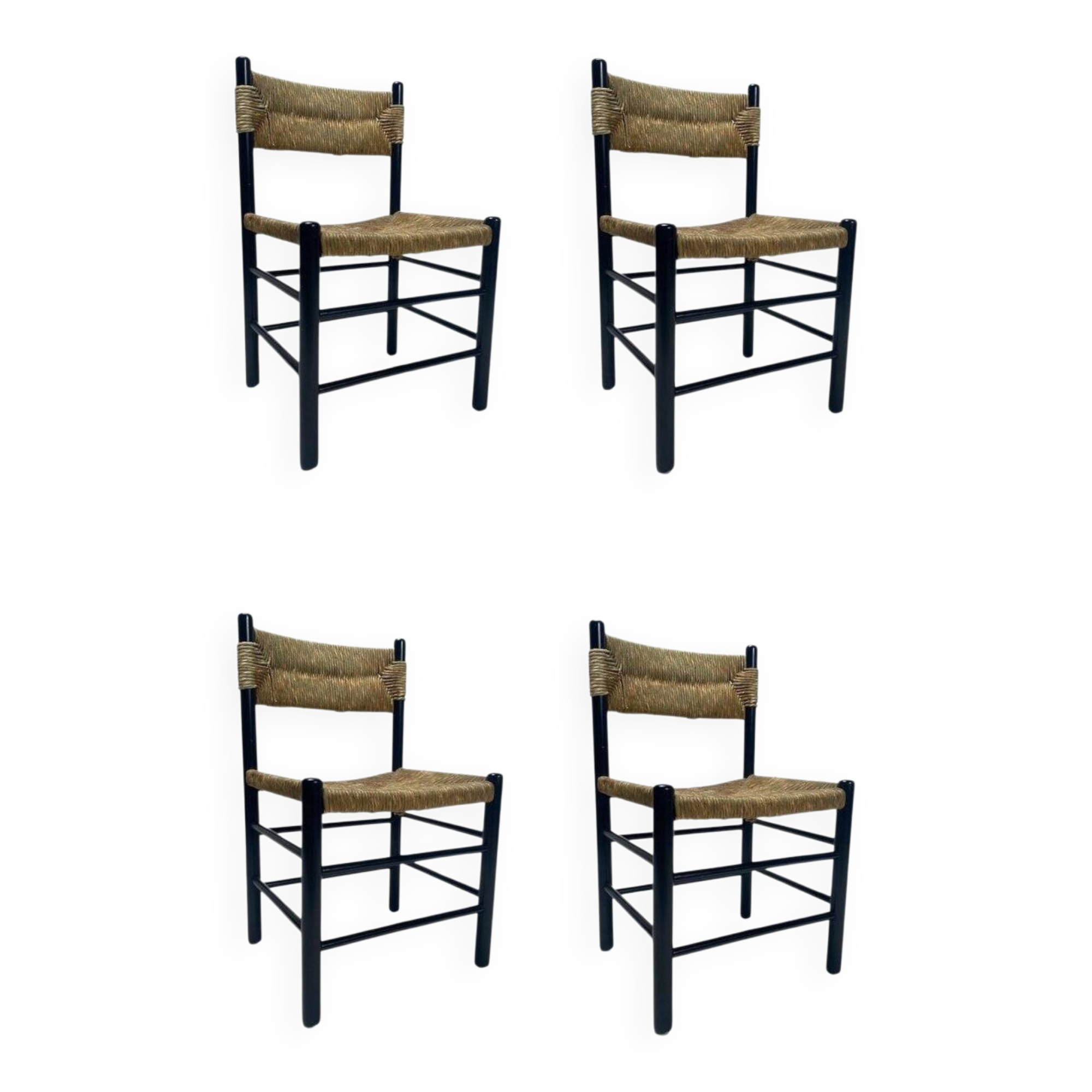 Mid-Century Dordogne Chairs in the style of Charlotte Perriand, 1960s, Set of 4