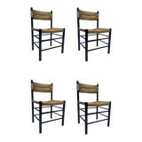 Mid-Century Dordogne Chairs in the style of Charlotte Perriand, 1960s, Set of 4