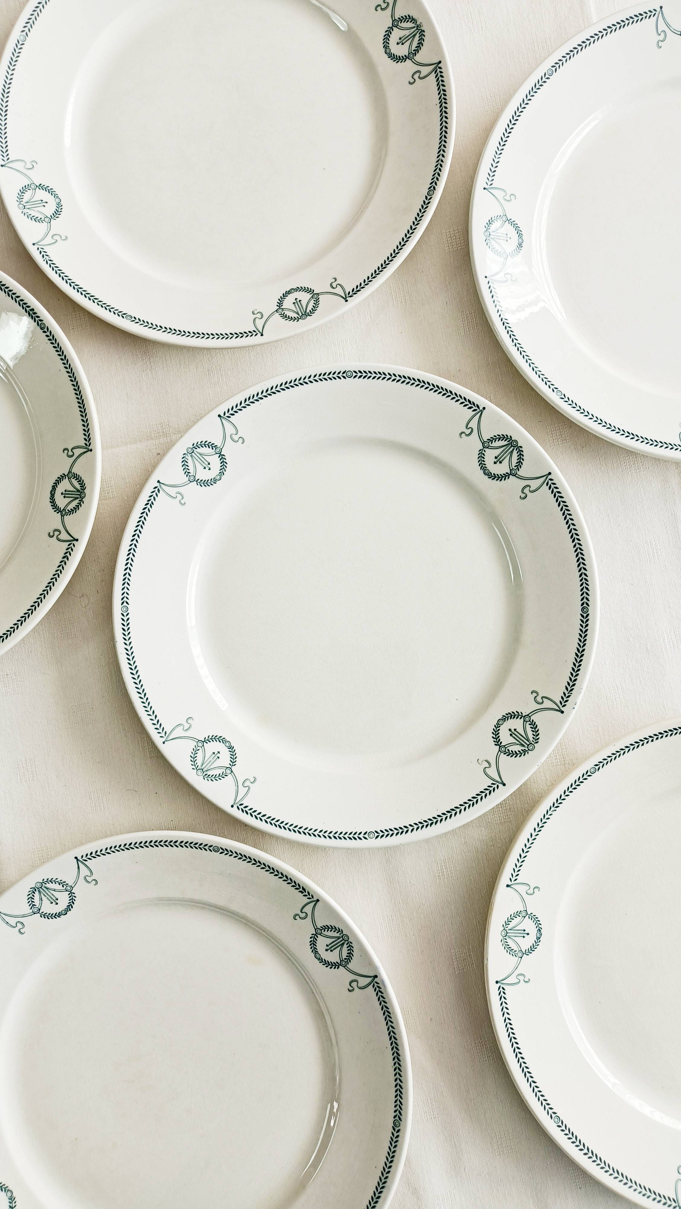 Set of 6 flat plates, ironstone, Petrus Regout, Empire.