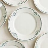 Set of 6 flat plates, ironstone, Petrus Regout, Empire.