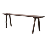French Primitive Wooden Bench with Splayed Legs, 19th Century