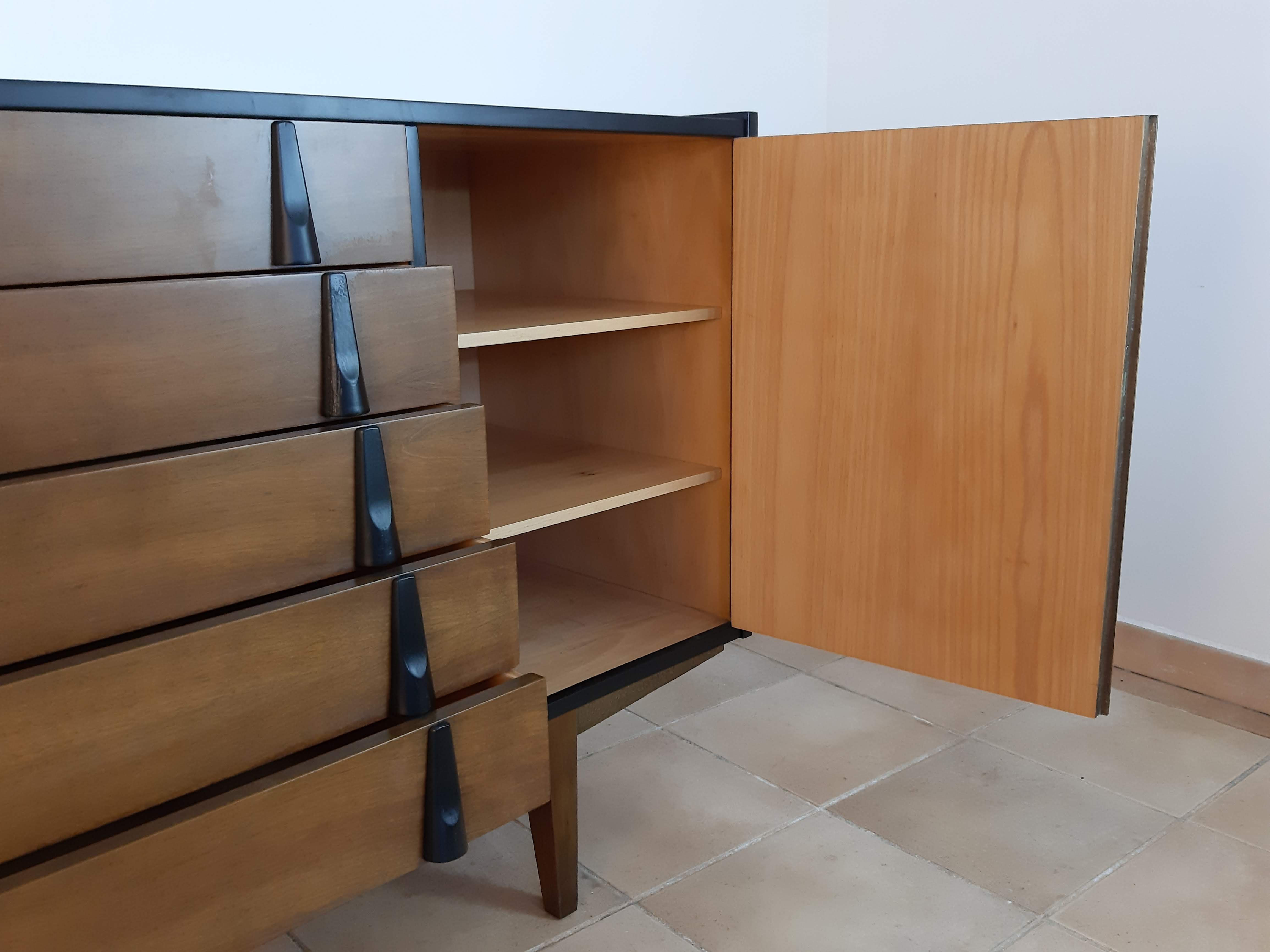 Walnut row renovated by Rajmund Teofil Halas Vintage Polish 1968