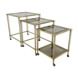 1970's italian brass & smoked glass nesting tables