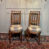 Pair Of Louis XVI Style Chairs In Walnut.