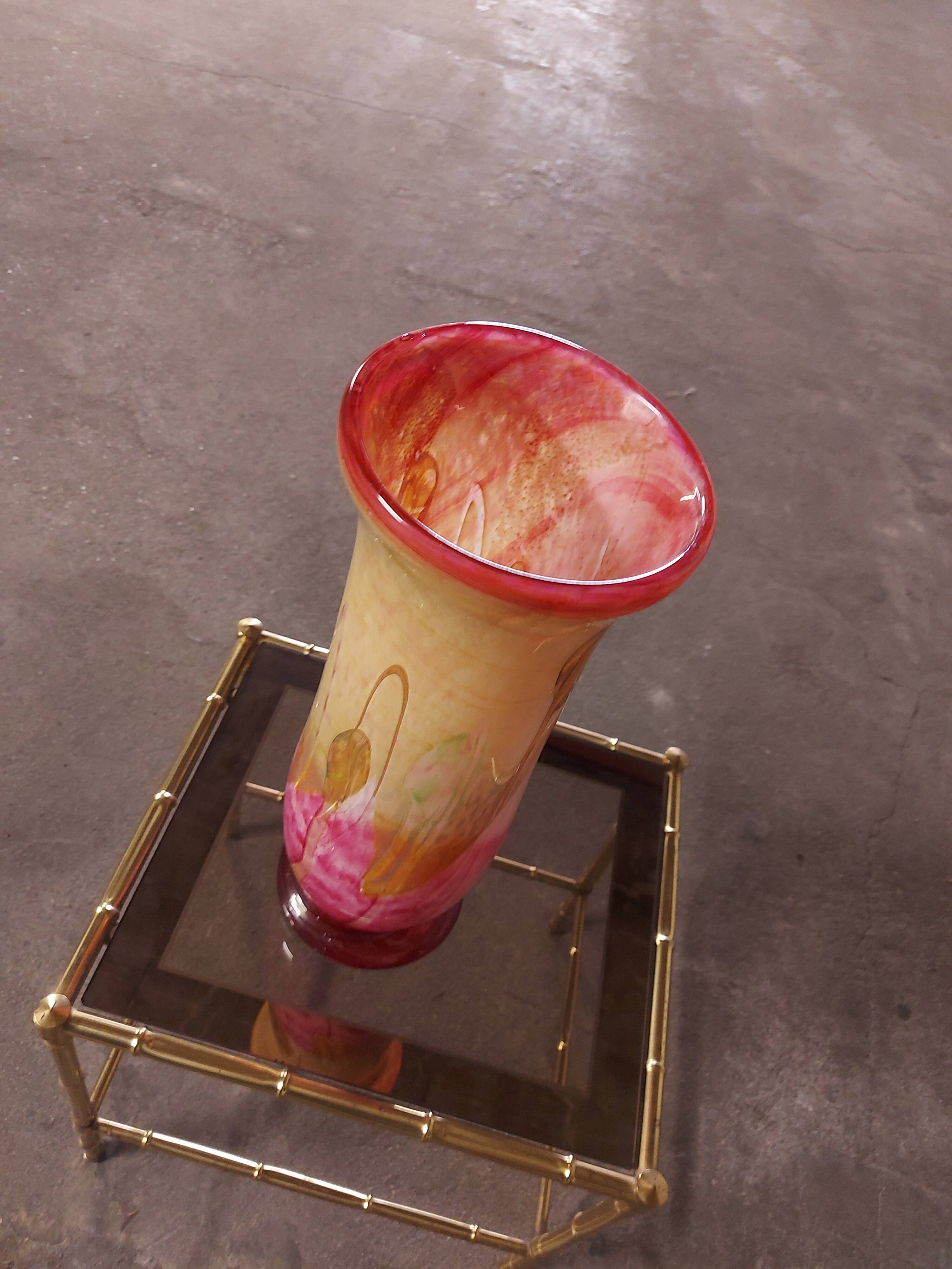 LARGE BIOT BLOWN GLASS VASE, SABA FRERES