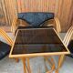 Mid-century leather sofa, 2 fotels, and table in sett