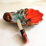 Butter dish with vintage Vallauris serving knife