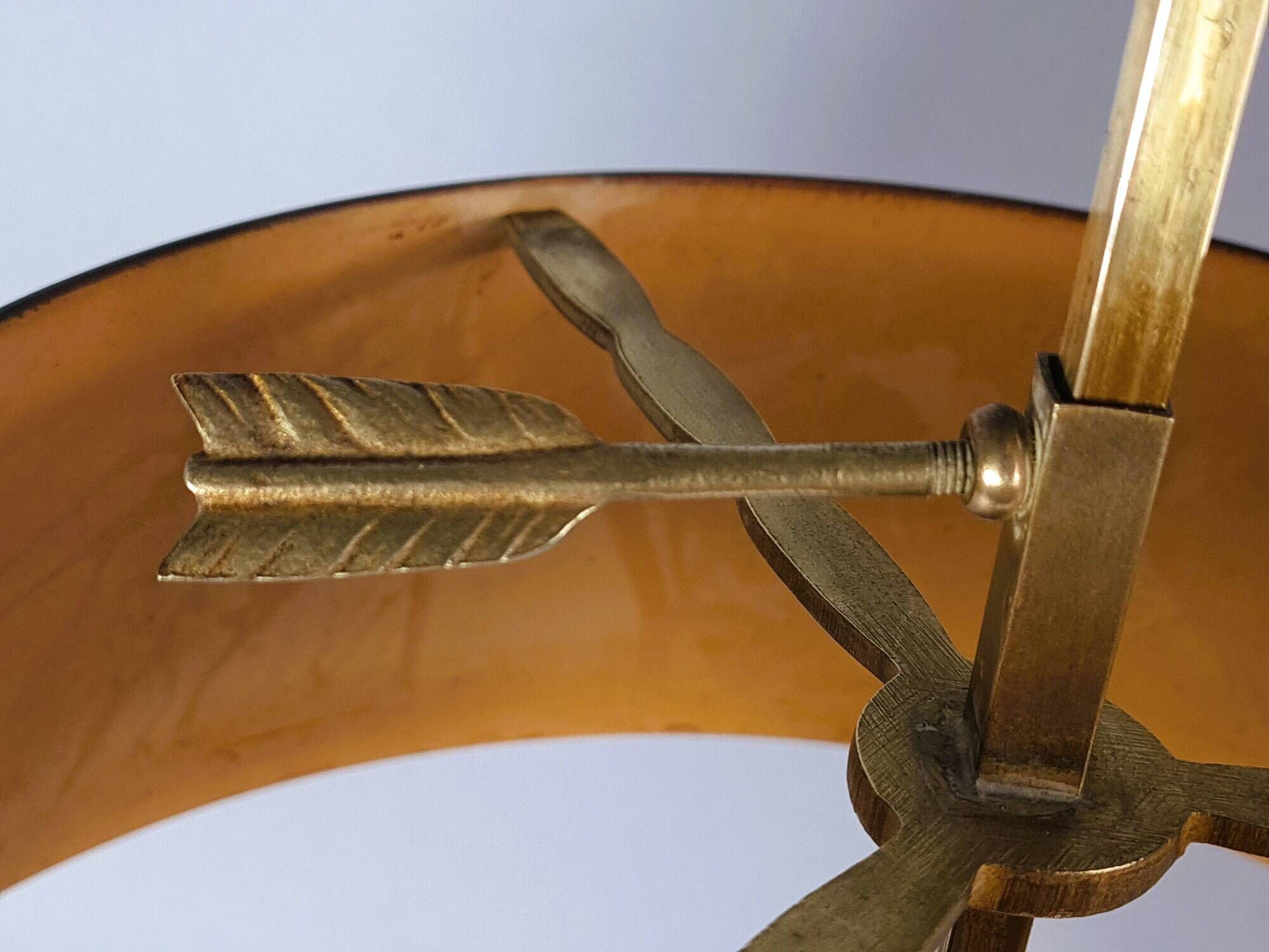 Old bronze & sheet metal bouillote lamp with 3 lights, electrified Good condition S192