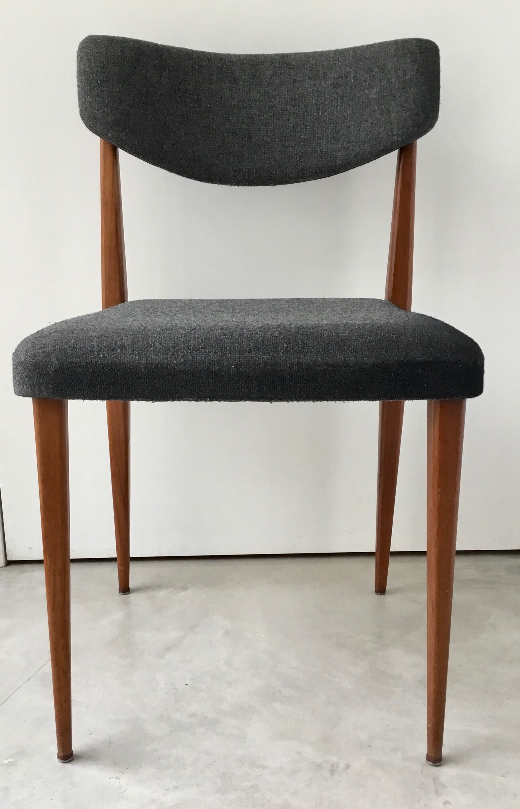 Scandinavian chair teak grey fabric 1960
