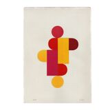 Collage on old paper - Pop yellow red and pink - signed eawy