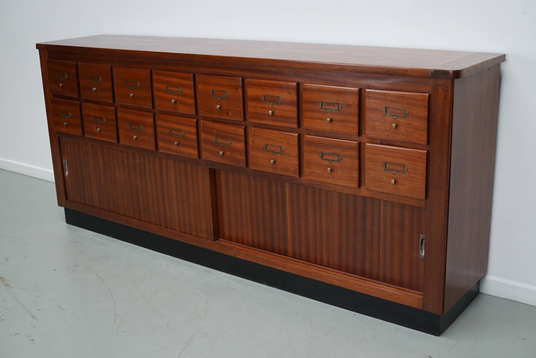Vintage Mid-Century Dutch Hardwood Shop / Apothecary or Filing Cabinet