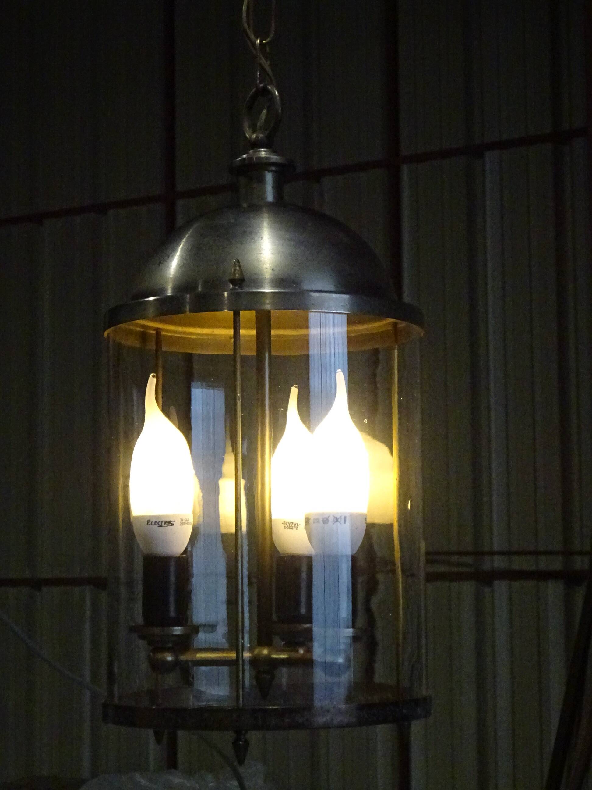 Metal and glass pendant light