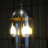 Metal and glass pendant light