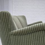 1960s, Danish 3-seater sofa, original green furniture velour, oak wood.