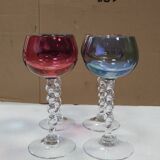 Set of colored stemmed glasses