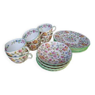 Minton haddon hall 6 tasses + soutasse + 6 assiette dessert