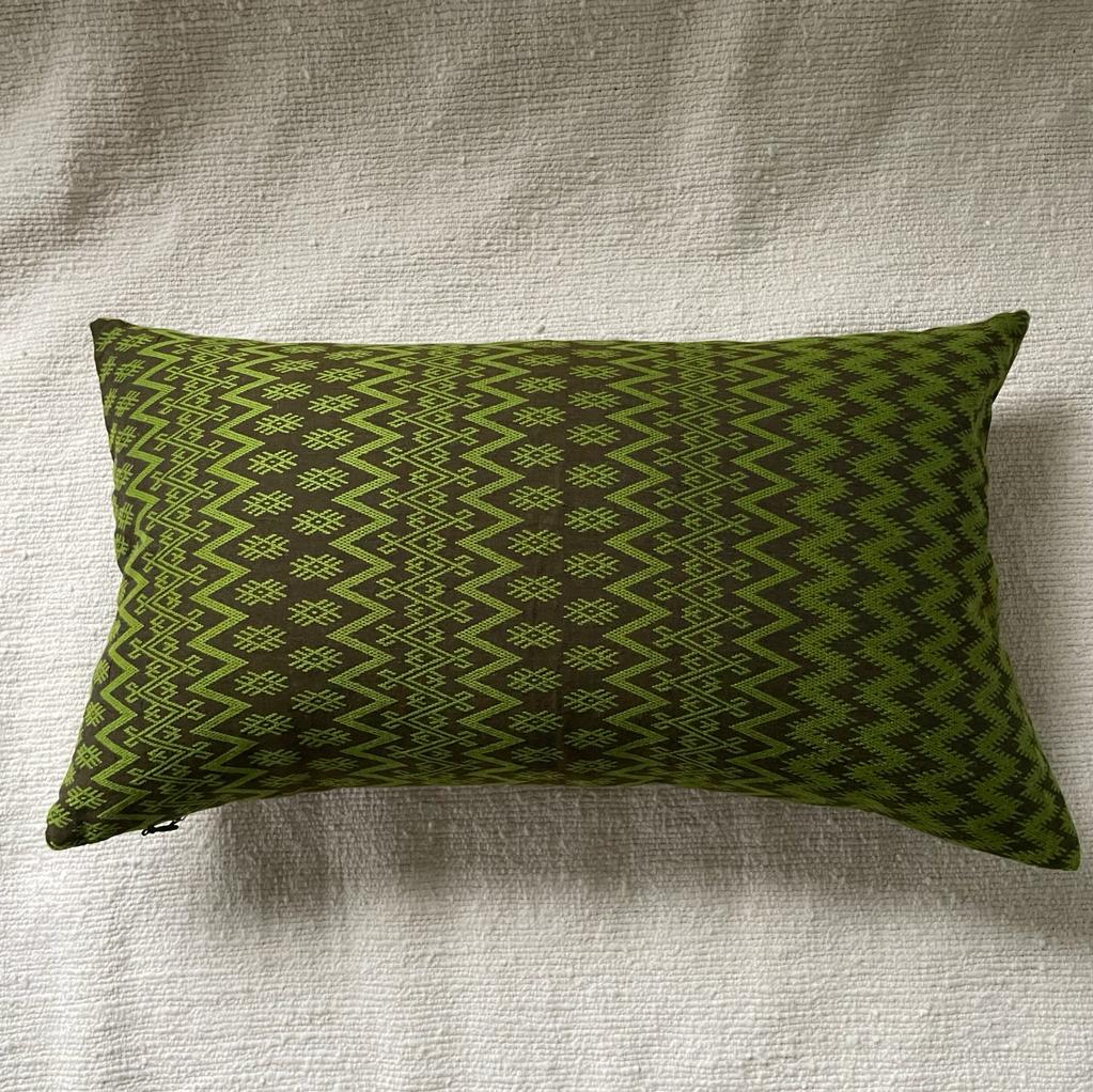 Olive green Kachin cushion 30x50