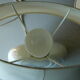2 bedside lamps made of white ceramic with floral motifs and fabric lampshades, vintage from the 70s