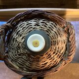 Dame-jeanne en verre 10L et panier en osier, ancienne