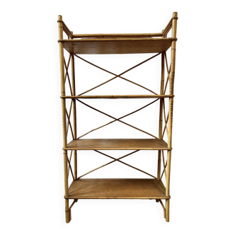 Vintage bamboo and rattan shelf