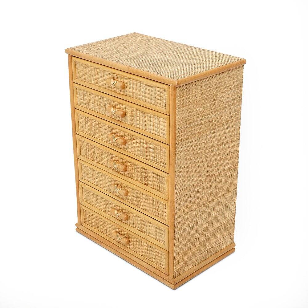 Woven wicker chest of drawers, 1980s