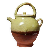 Small vintage pale yellow enamelled terracotta goat jug