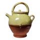 Petite cruche chevrette en terre cuite émaillé jaune pâle vintage