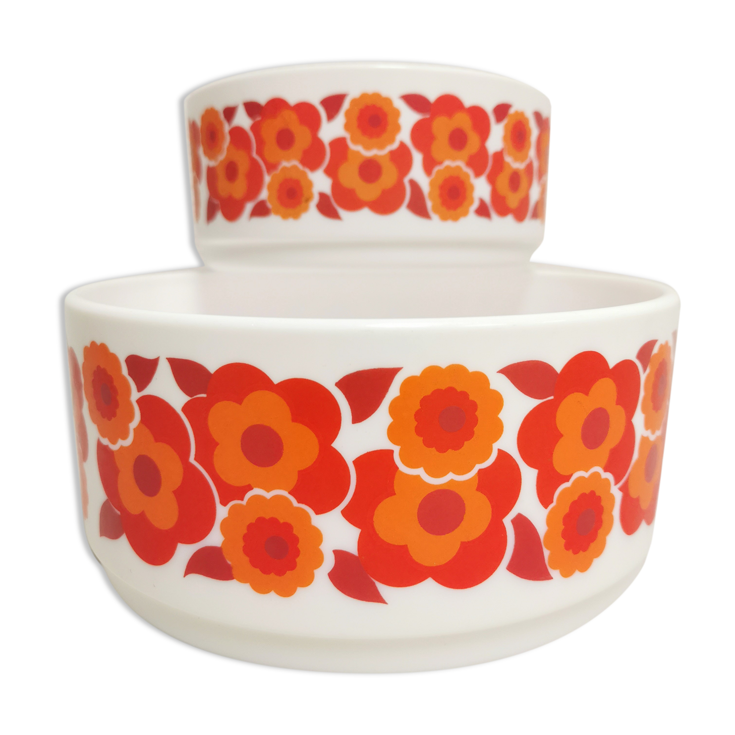 lot of Salad Bowls Vinatage in Arcopal , Orange Flowers 70's