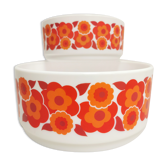 lot of Salad Bowls Vinatage in Arcopal , Orange Flowers 70's
