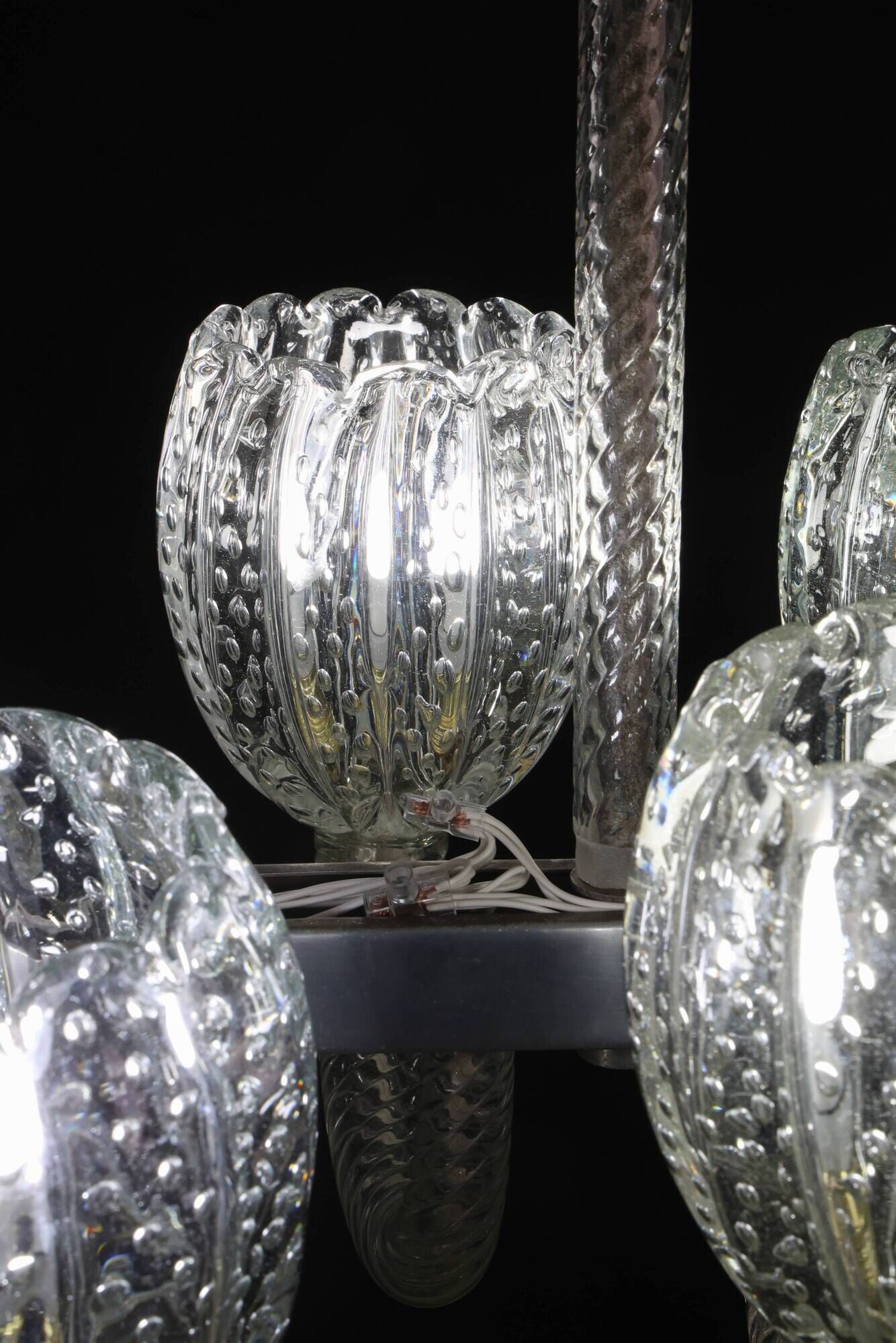 Amazing 6 Light BarovierArt Deco Chandelier, "Bullicante" Glass Murano, 194