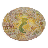 Large 27.5cm bowl signed Bernard Buffat "bird decoration"