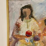 Large Swedish Mid-Century Oil on Panel" Beach" by Stig Thiderman (1920-1973) - Vintage and Framed